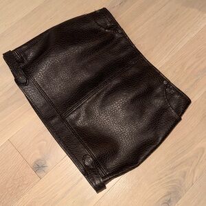 Dark brown leather mini skirt